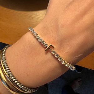 “F” Initial Tennis Bracelet